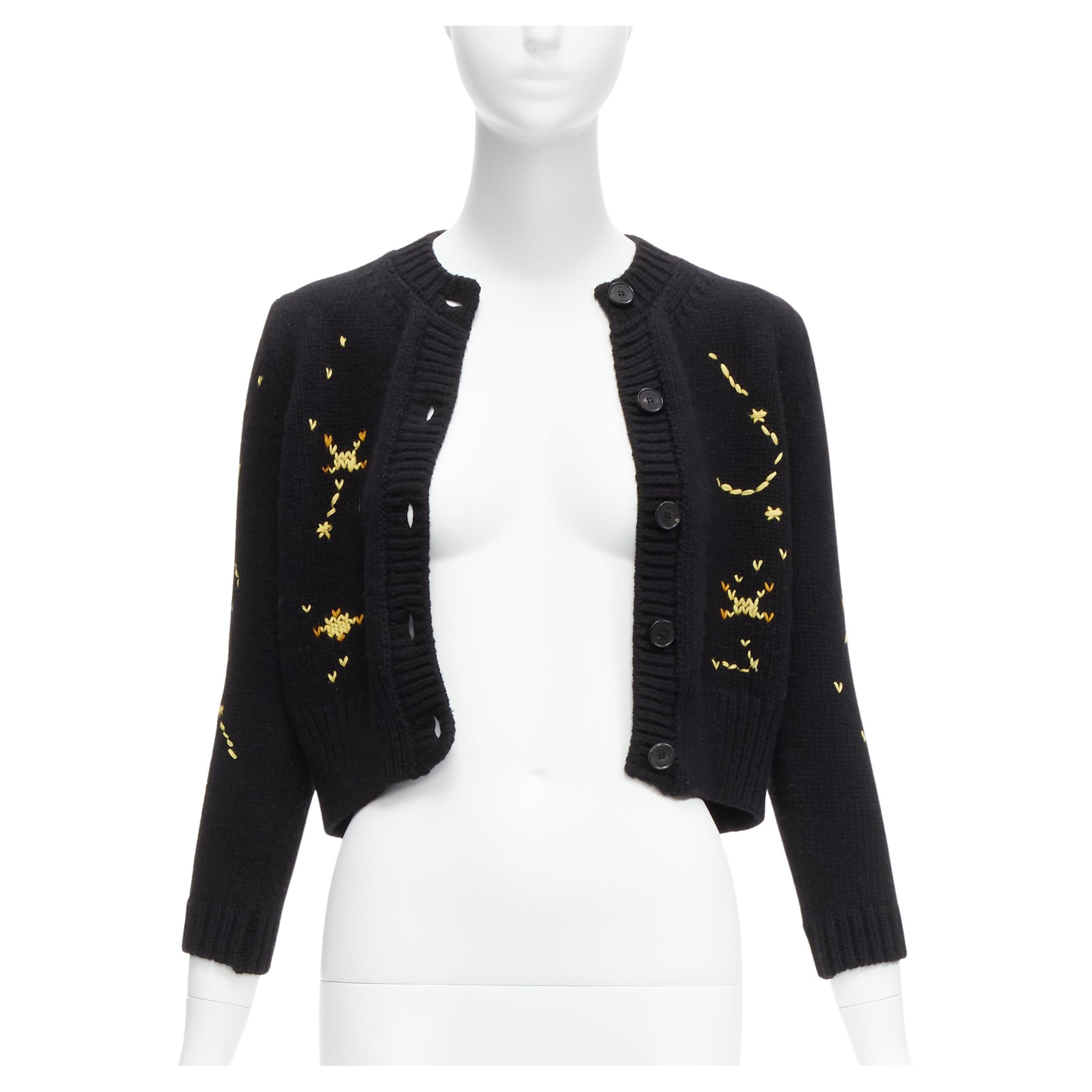 CHRISTIAN DIOR 2022 Pixel Zodiac Leo  wool cashmere cropped cardigan FR34  For Sale