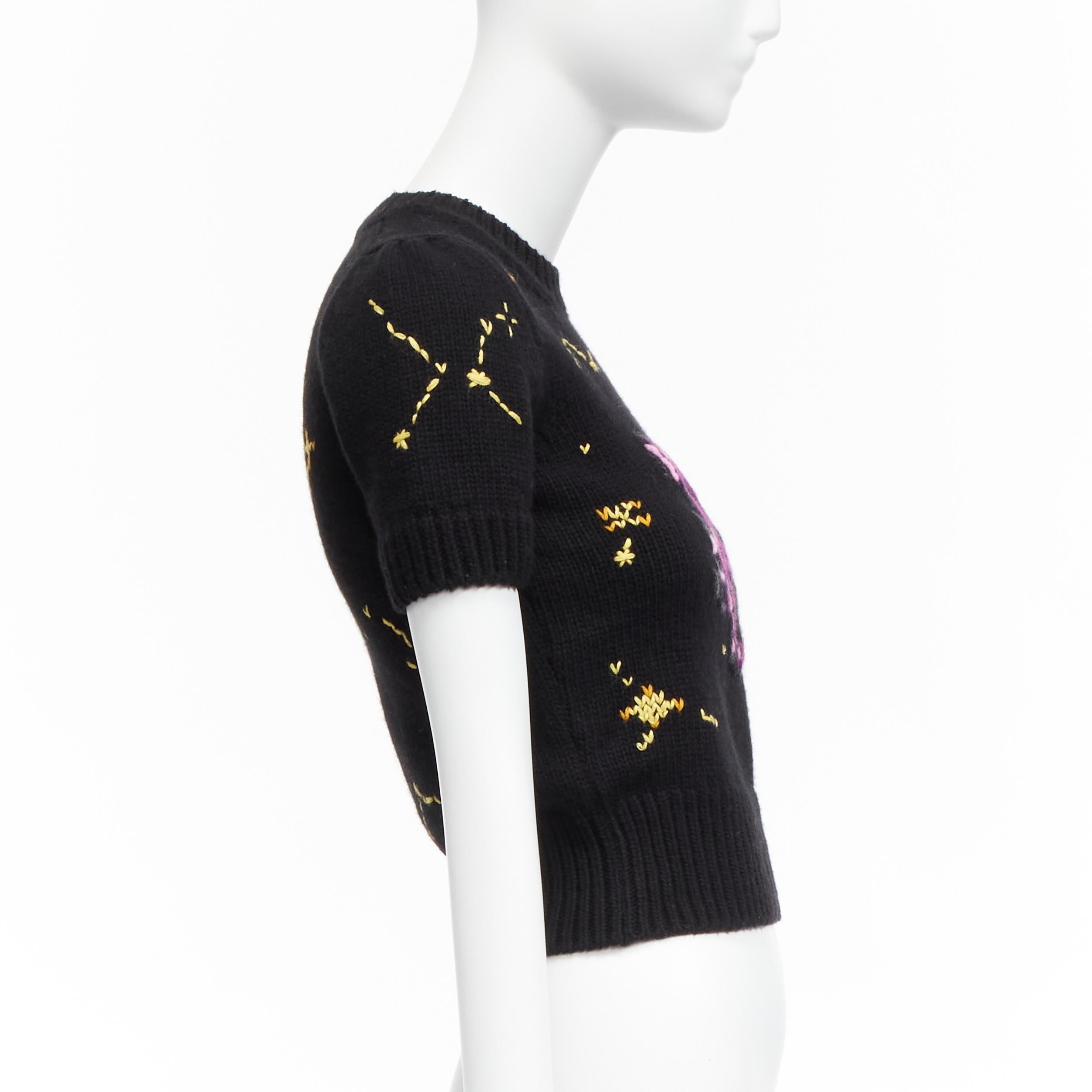 CHRISTIAN DIOR 2022 Pixel Zodiac Scorpio wool cashmere cropped sweater FR34 XS In Excellent Condition For Sale In Hong Kong, NT