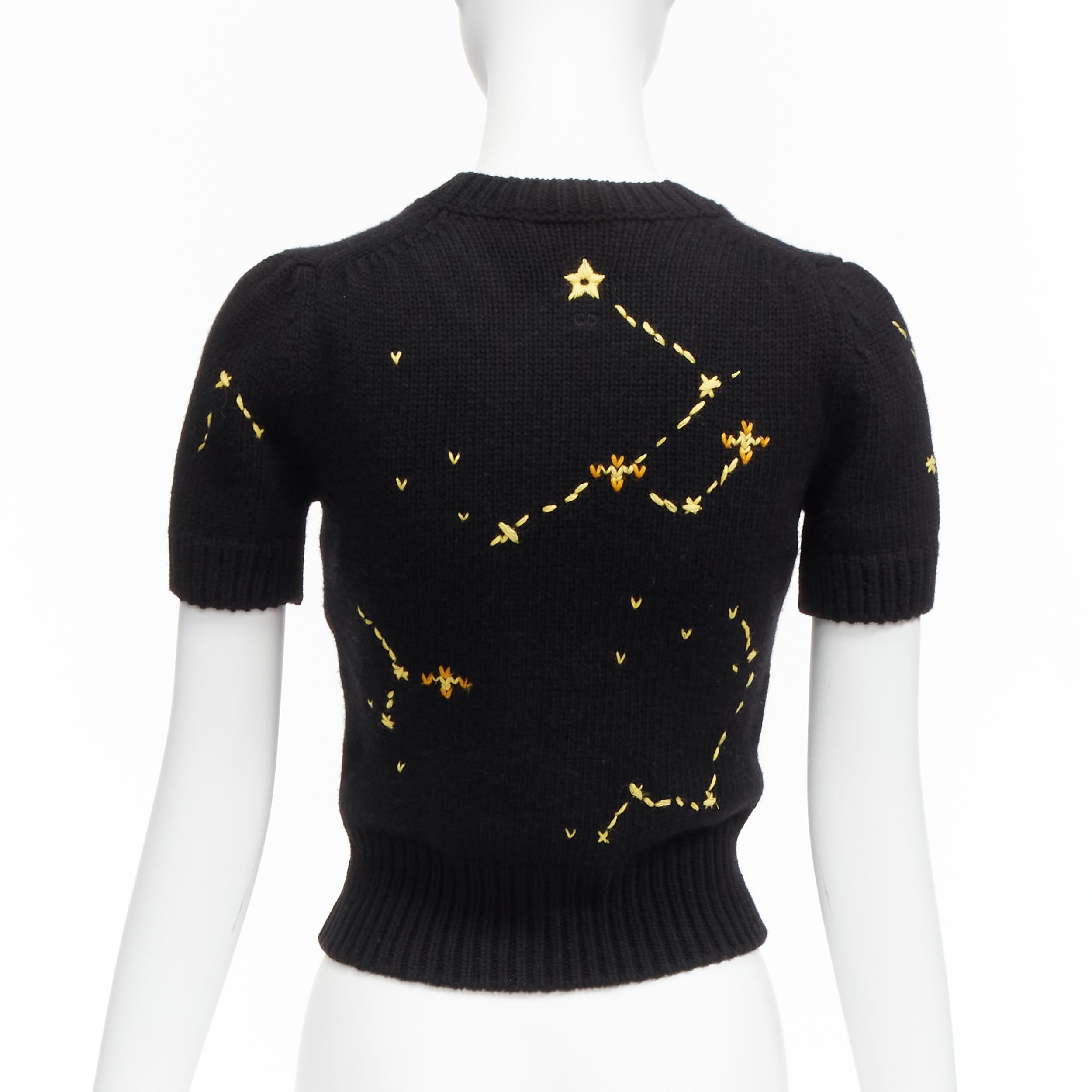 Women's CHRISTIAN DIOR 2022 Pixel Zodiac Scorpio wool cashmere cropped sweater FR34 XS For Sale