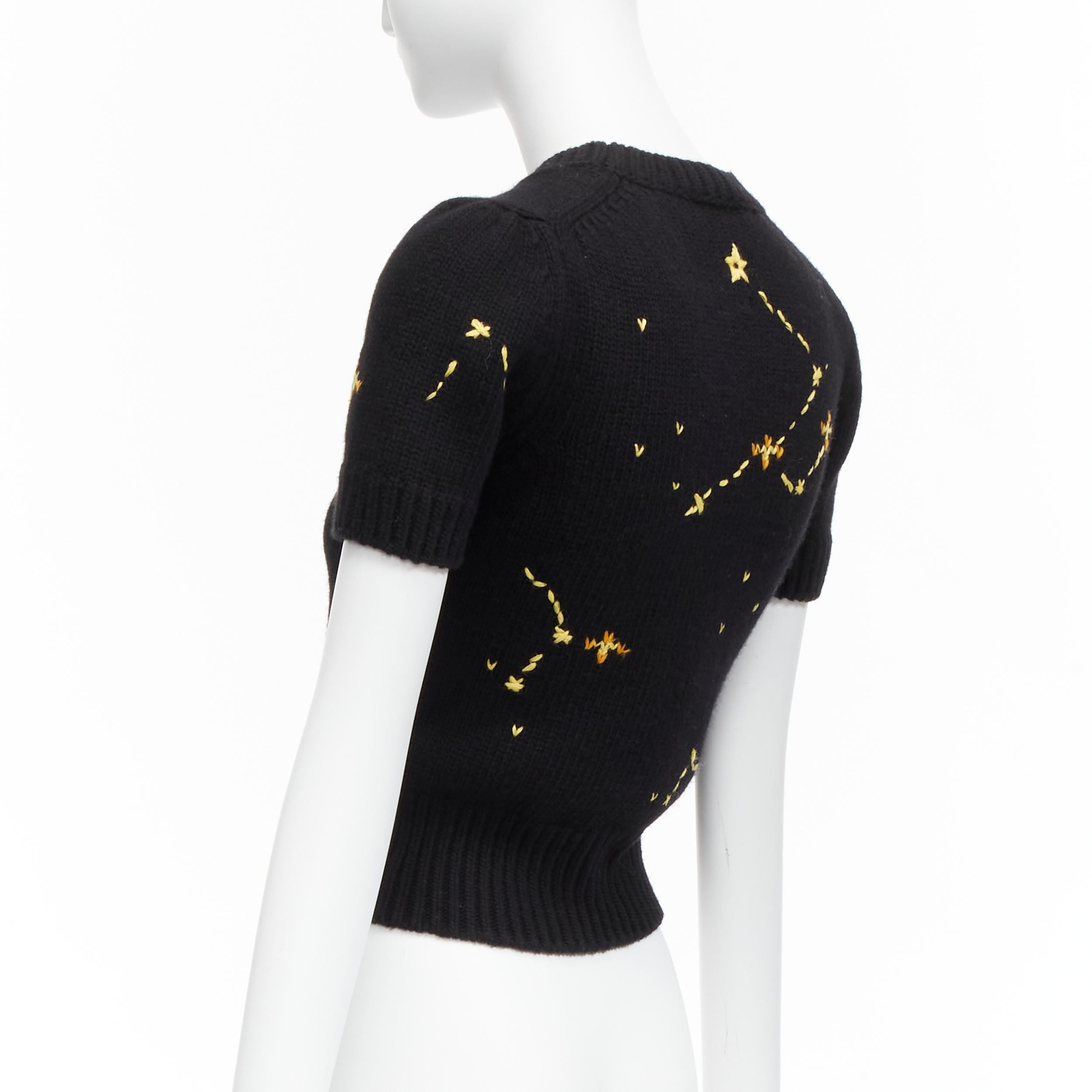 CHRISTIAN DIOR 2022 Pixel Zodiac Scorpio wool cashmere cropped sweater FR34 XS For Sale 1