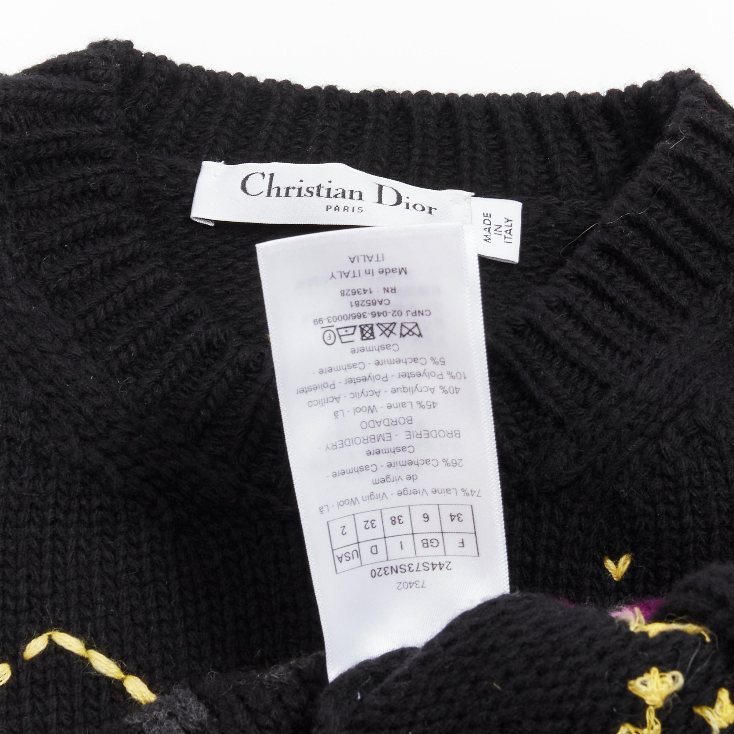 CHRISTIAN DIOR 2022 Pixel Zodiac Scorpio wool cashmere cropped sweater FR34 XS For Sale 4