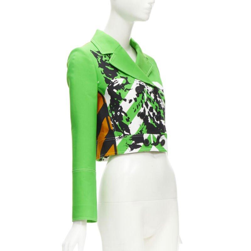 CHRISTIAN DIOR 2022 Runway green Fantaisie animalier cropped jacket FR34 XS In Excellent Condition For Sale In Hong Kong, NT