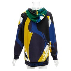 CHRISTIAN DIOR 2022 Runway logo hem abstract colorblock hoodie XS
