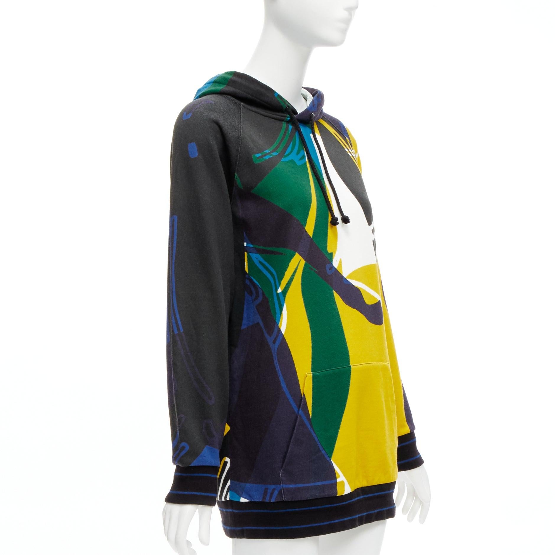 Black CHRISTIAN DIOR 2022 Runway logo hem abstract colorblock hoodie XS For Sale