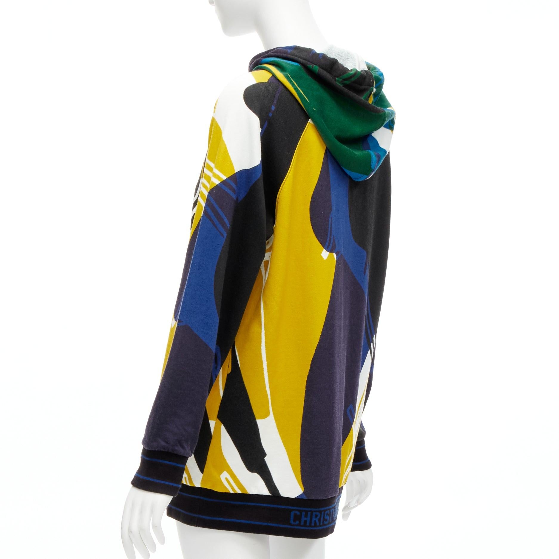 Donna CHRISTIAN DIOR 2022 Felpa con cappuccio astratta con logo sull'orlo della passerella XS in vendita
