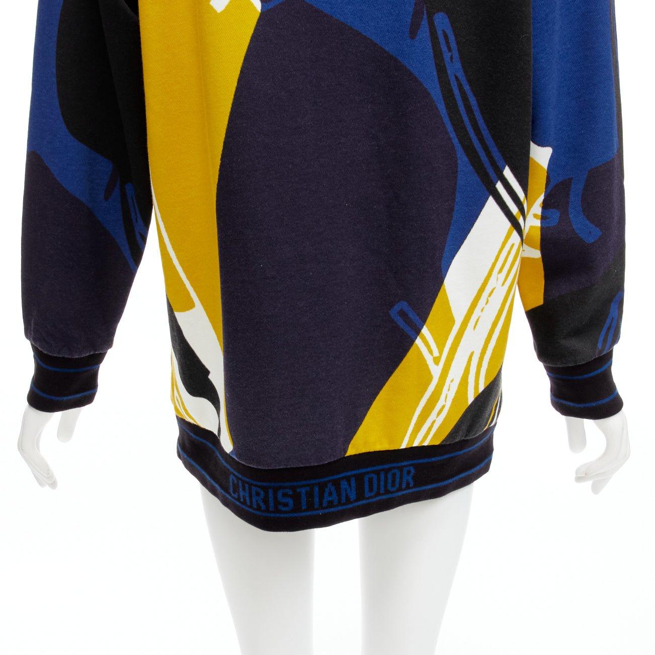 CHRISTIAN DIOR 2022 Felpa con cappuccio astratta con logo sull'orlo della passerella XS in vendita 1
