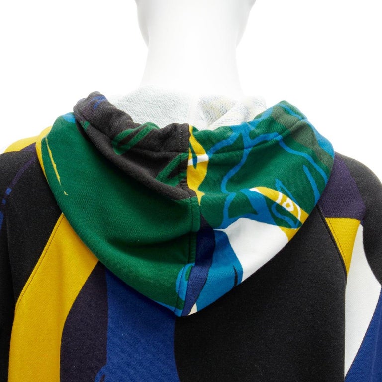 CHRISTIAN DIOR 2022 Runway logo hem abstract colorblock hoodie XS