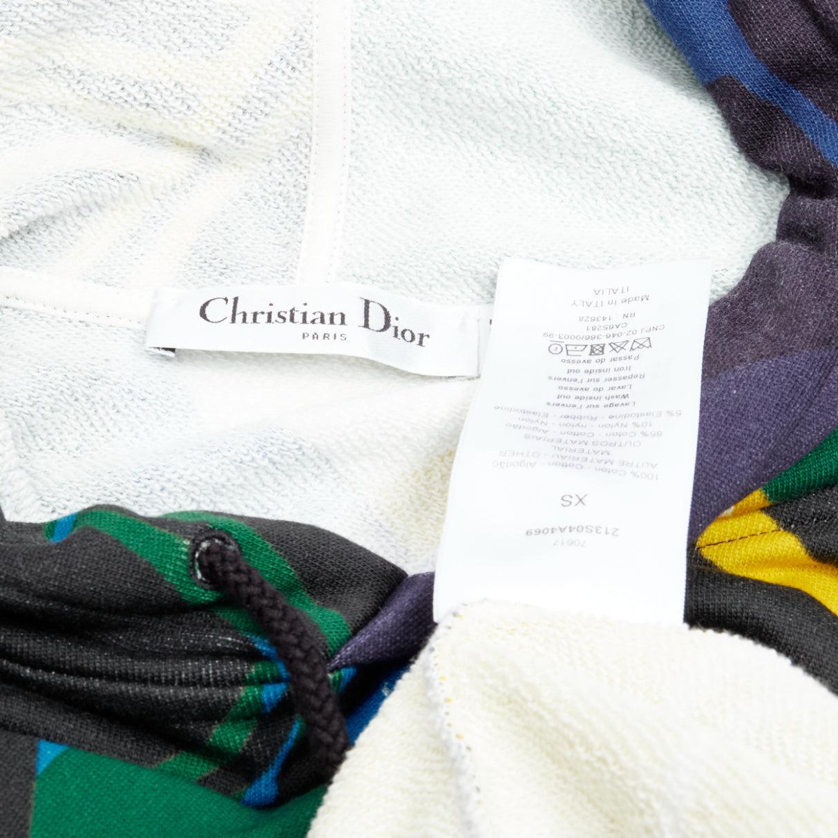 Christian Dior 2022 Laufsteg Logo-Saum Abstrakter Farbblock- Hoodie Xs im Angebot 3