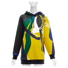 CHRISTIAN DIOR 2022 Runway logo hem abstract colorblock hoodie XS
