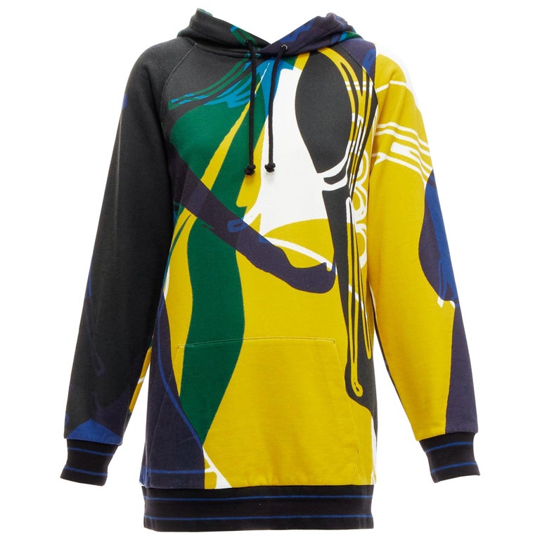 CHRISTIAN DIOR 2022 Runway logo hem abstract colorblock hoodie XS