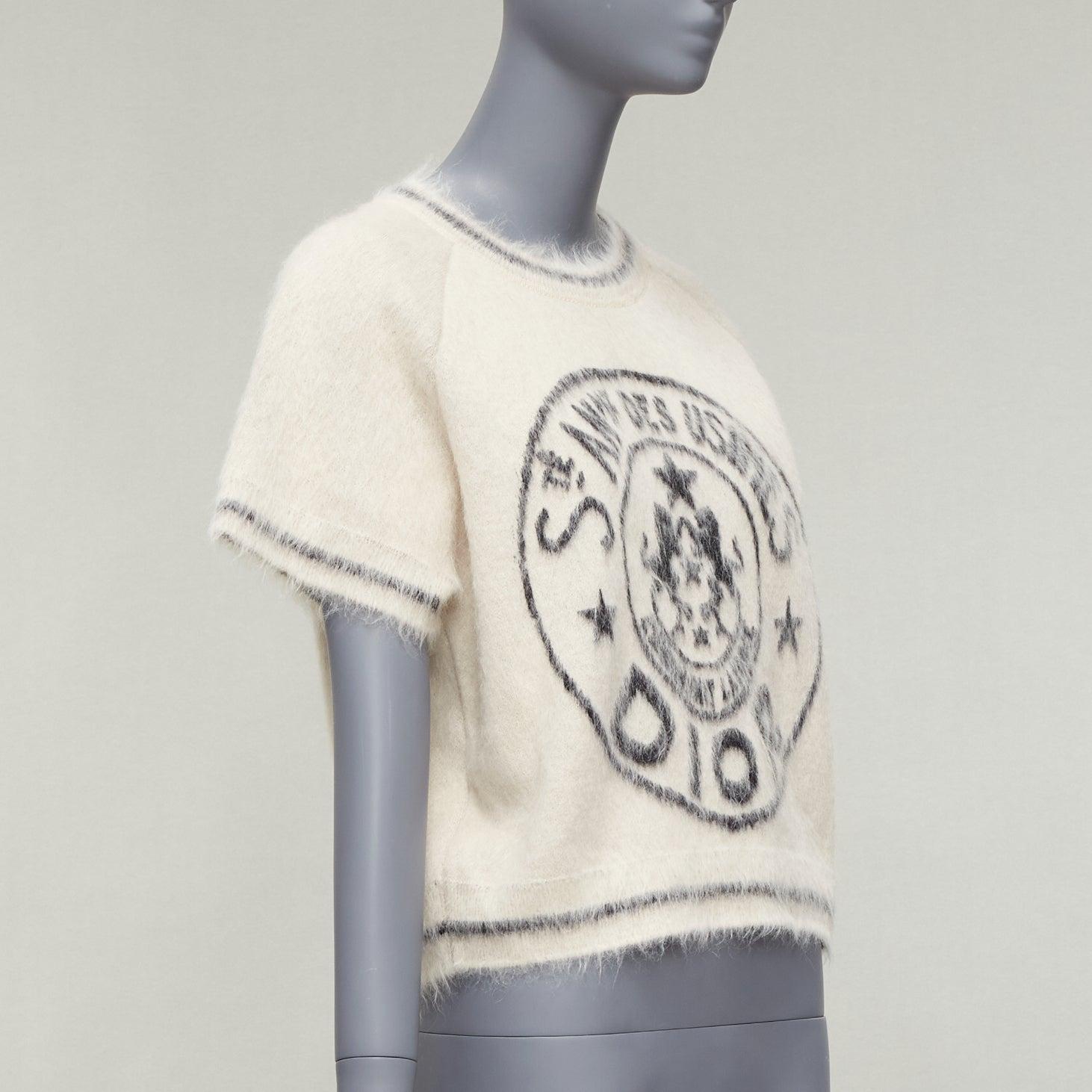 CHRISTIAN DIOR 2022 Runway L'union fait la Force  mohair stamp sweater FR34 XS In Excellent Condition For Sale In Hong Kong, NT