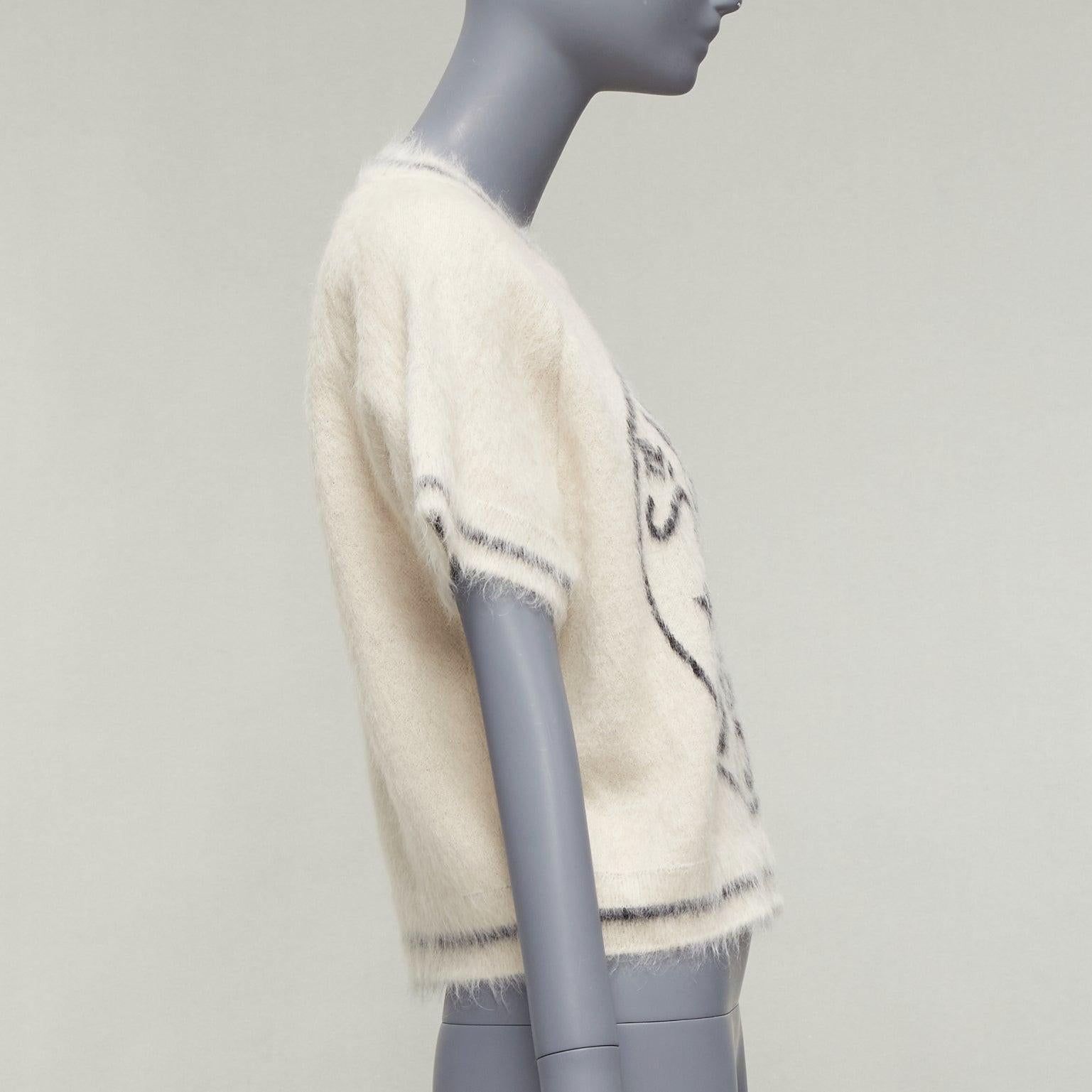 CHRISTIAN DIOR 2022 Runway L'union fait la Force  mohair stamp sweater FR34 XS In Excellent Condition In Hong Kong, NT