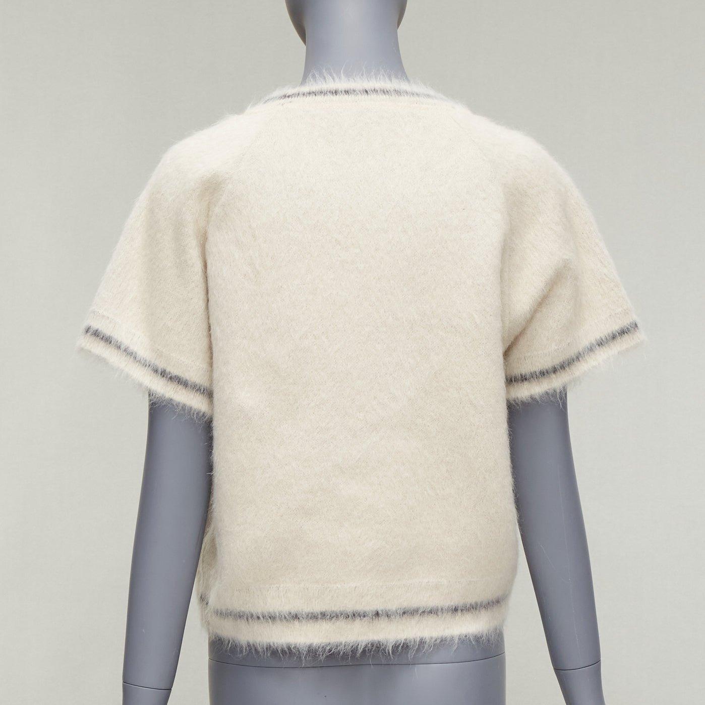 CHRISTIAN DIOR 2022 Runway L'union fait la Force  mohair stamp sweater FR34 XS For Sale 1