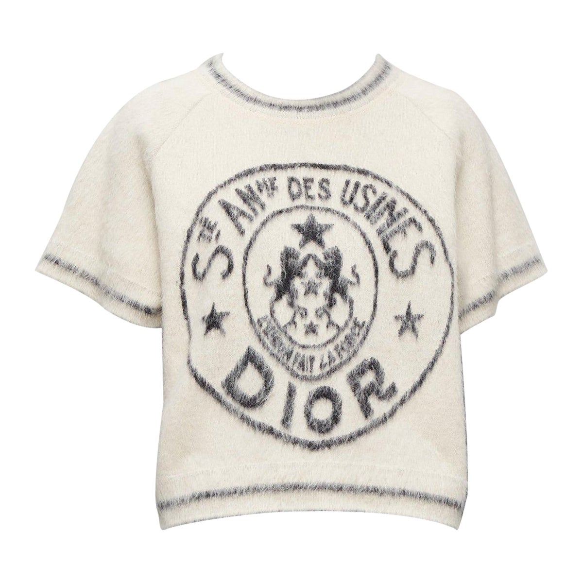 CHRISTIAN DIOR 2022 Runway L'union fait la Force  mohair stamp sweater FR34 XS