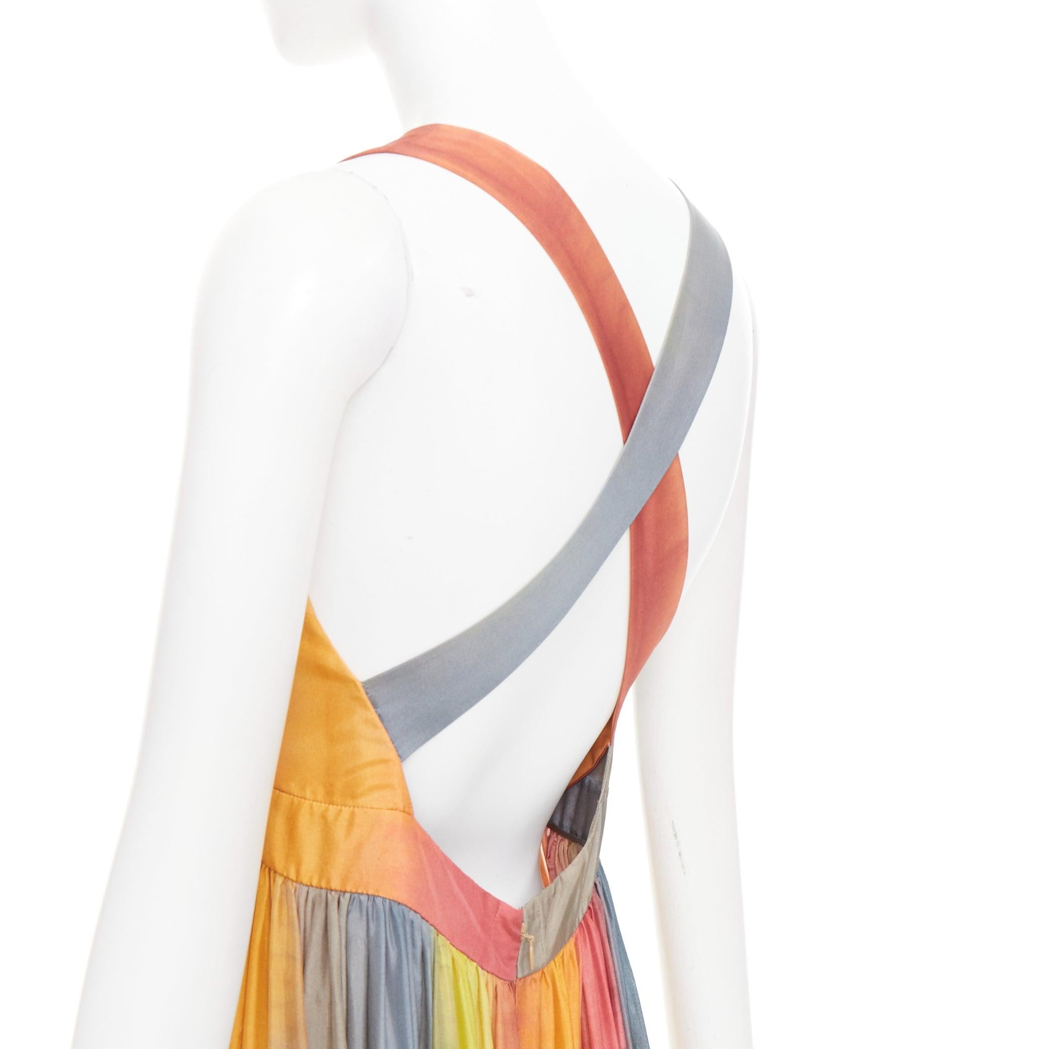 Beige CHRISTIAN DIOR 2022 Runway Maria Grazia Chiuri rainbow silk tie dye dress FR38 M For Sale