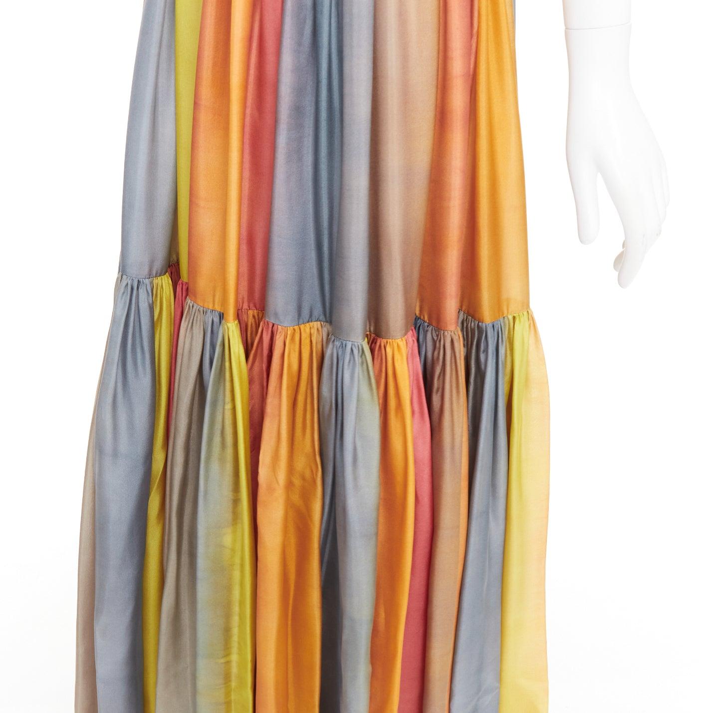 CHRISTIAN DIOR 2022 Runway Maria Grazia Chiuri rainbow silk tie dye dress FR38 M For Sale 2