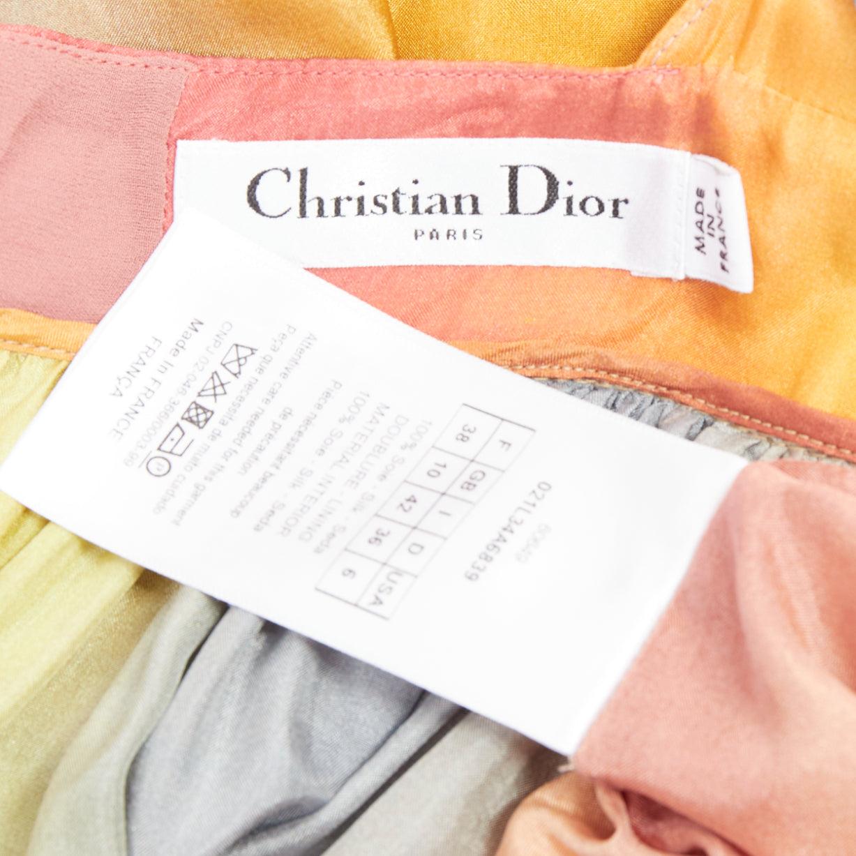 CHRISTIAN DIOR 2022 Runway Maria Grazia Chiuri rainbow silk tie dye dress FR38 M For Sale 3