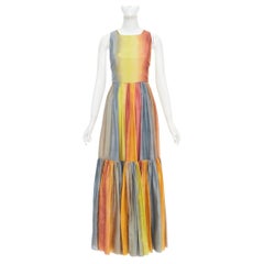 CHRISTIAN DIOR 2022 Runway Maria Grazia Chiuri rainbow silk tie dye dress FR38 M