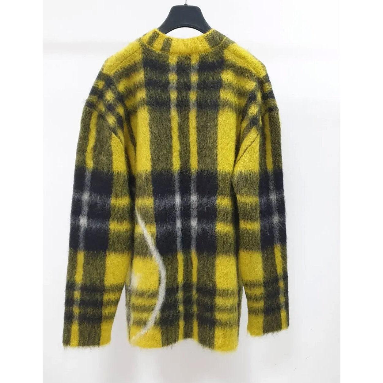 Marron Christian Dior 2022 Runway Plaid Mohair Sweater - Sz 36 en vente