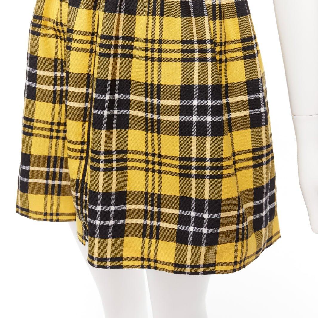 CHRISTIAN DIOR 2022 Runway yellow punk plaid tartan wool zip front dress FR34 XS For Sale 2