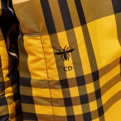 CHRISTIAN DIOR 2022 Runway yellow tartan half zip hooded nylon popover XS