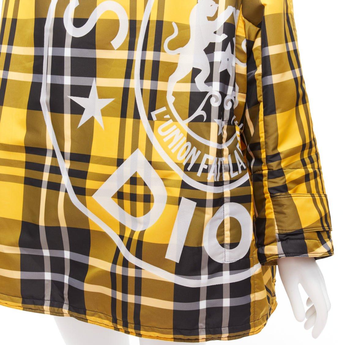 CHRISTIAN DIOR 2022 Runway yellow tartan half zip hooded nylon popover XS For Sale 2