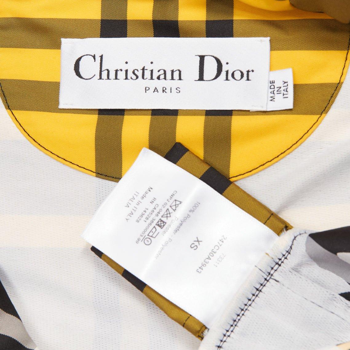 CHRISTIAN DIOR 2022 Runway yellow tartan half zip hooded nylon popover XS For Sale 3