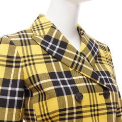 CHRISTIAN DIOR 2022 Runway yellow tartan virgin wool bar jacket blazer FR34