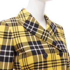 CHRISTIAN DIOR 2022 Runway yellow tartan virgin wool bar jacket blazer FR34