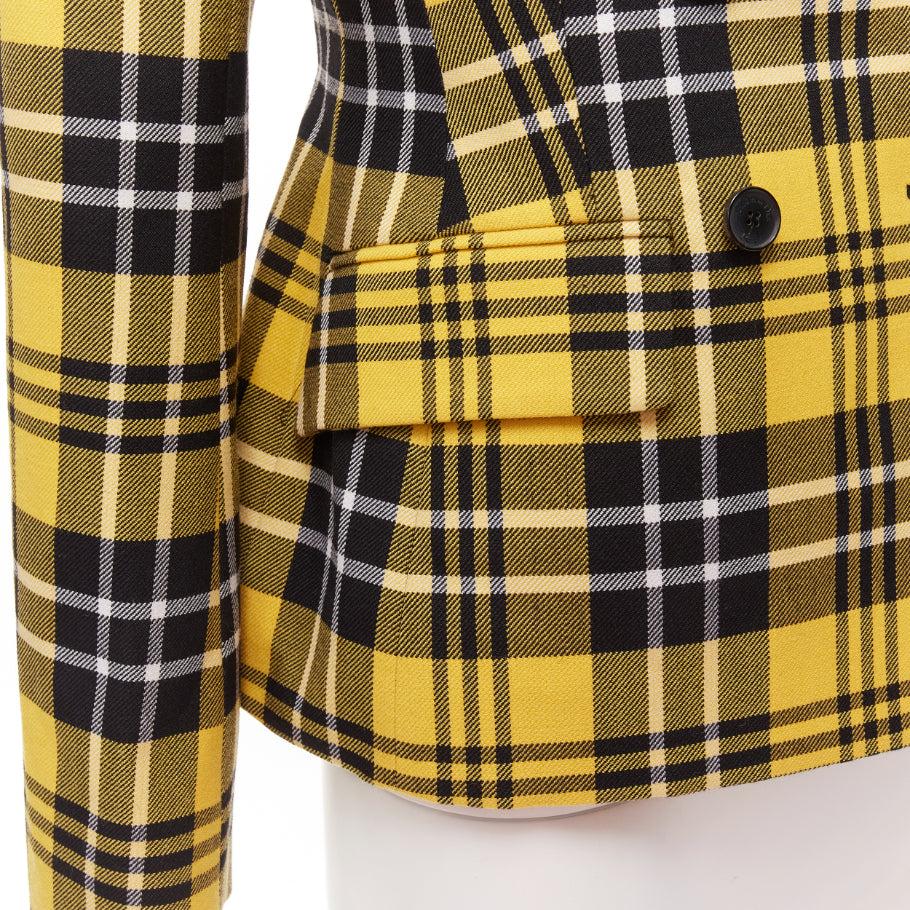 CHRISTIAN DIOR 2022 Runway yellow tartan virgin wool bar jacket blazer FR34 For Sale 4