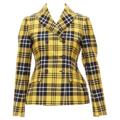 CHRISTIAN DIOR 2022 Runway yellow tartan virgin wool bar jacket blazer FR34