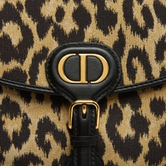 Christian Dior 2022 Sac Bobby Toile Leopard Cuir Noir Medium Bobby Shoulder Bag