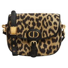 Christian Dior 2022 Sac Bobby Toile Leopard Cuir Noir Medium Bobby Shoulder Bag