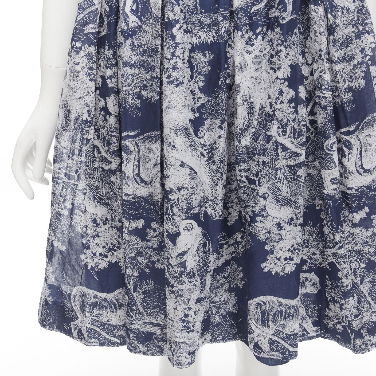 CHRISTIAN DIOR 2022 Toile de Jouy Umgekehrtes marineblaues ausgestelltes Kleid aus Baumwolle FR34 XS 4