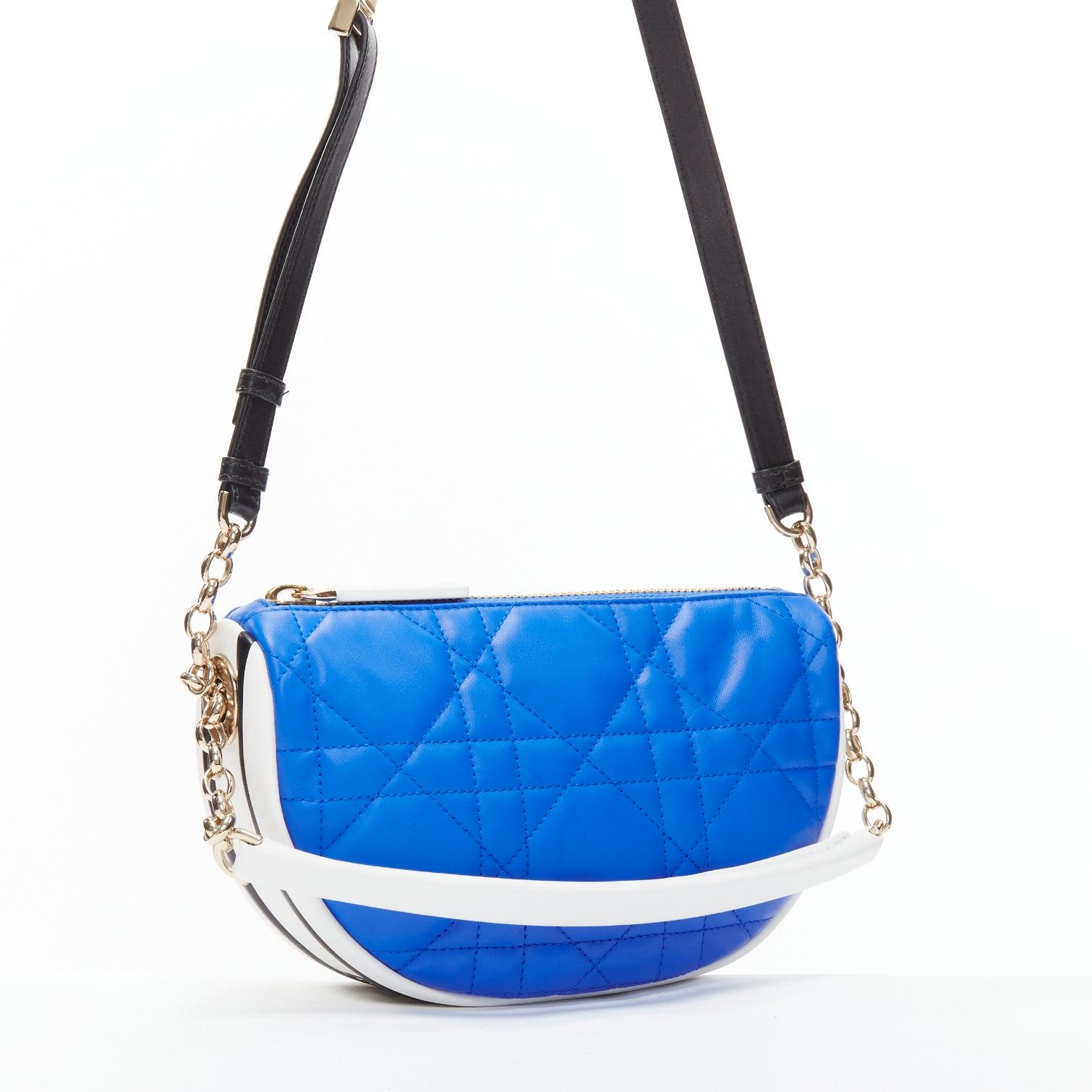 Blue CHRISTIAN DIOR 2022 Vibe blue white cannage lambskin hobo shoulder bag