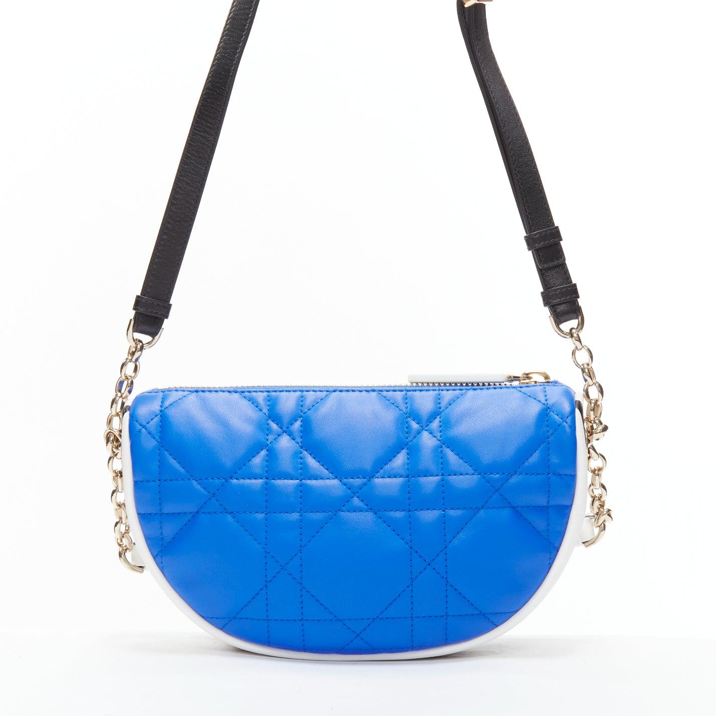 Women's CHRISTIAN DIOR 2022 Vibe blue white cannage lambskin hobo shoulder bag