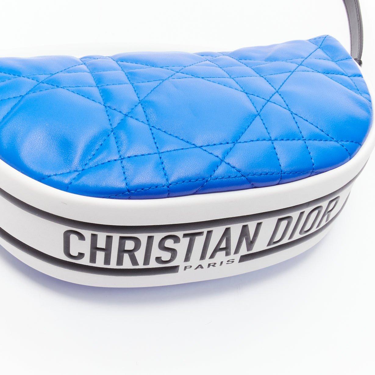 CHRISTIAN DIOR 2022 Vibe blue white cannage lambskin hobo shoulder bag 2
