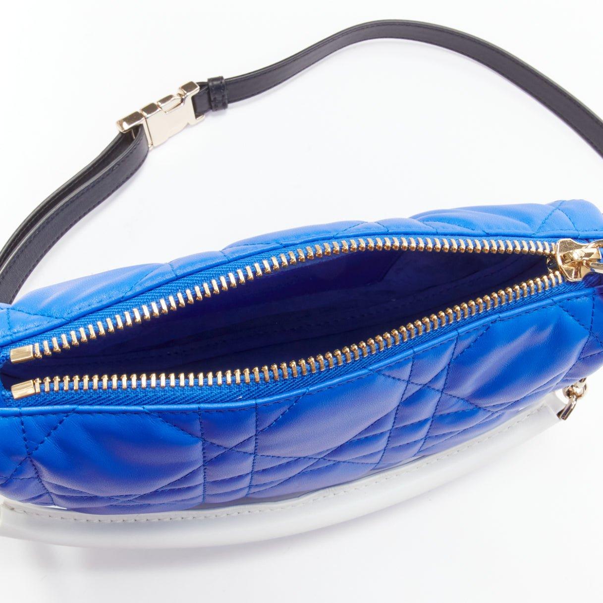 CHRISTIAN DIOR 2022 Vibe blue white cannage lambskin hobo shoulder bag 4