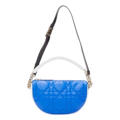 CHRISTIAN DIOR 2022 Vibe blue white cannage lambskin hobo shoulder bag