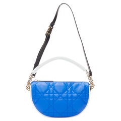 CHRISTIAN DIOR 2022 Vibe blue white cannage lambskin hobo shoulder bag