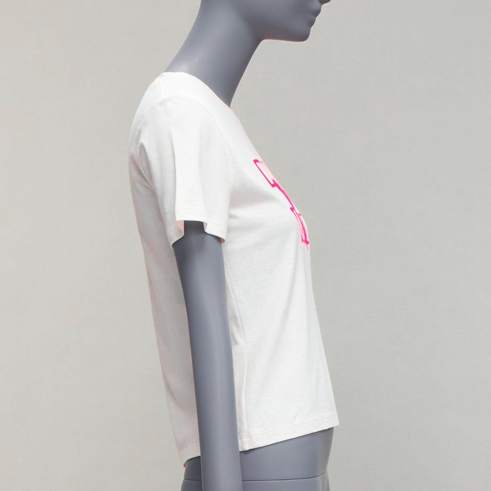 CHRISTIAN DIOR 2022 Vibe - T-shirt à manches courtes imprimé d'un logo étoilé rose néon XS Bon état - En vente à Hong Kong, NT