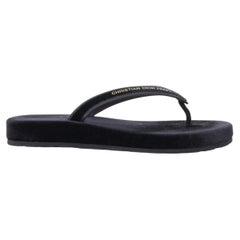 CHRISTIAN DIOR 2023 Diorsea velvet gold letter logo platform thong sandals EU37
