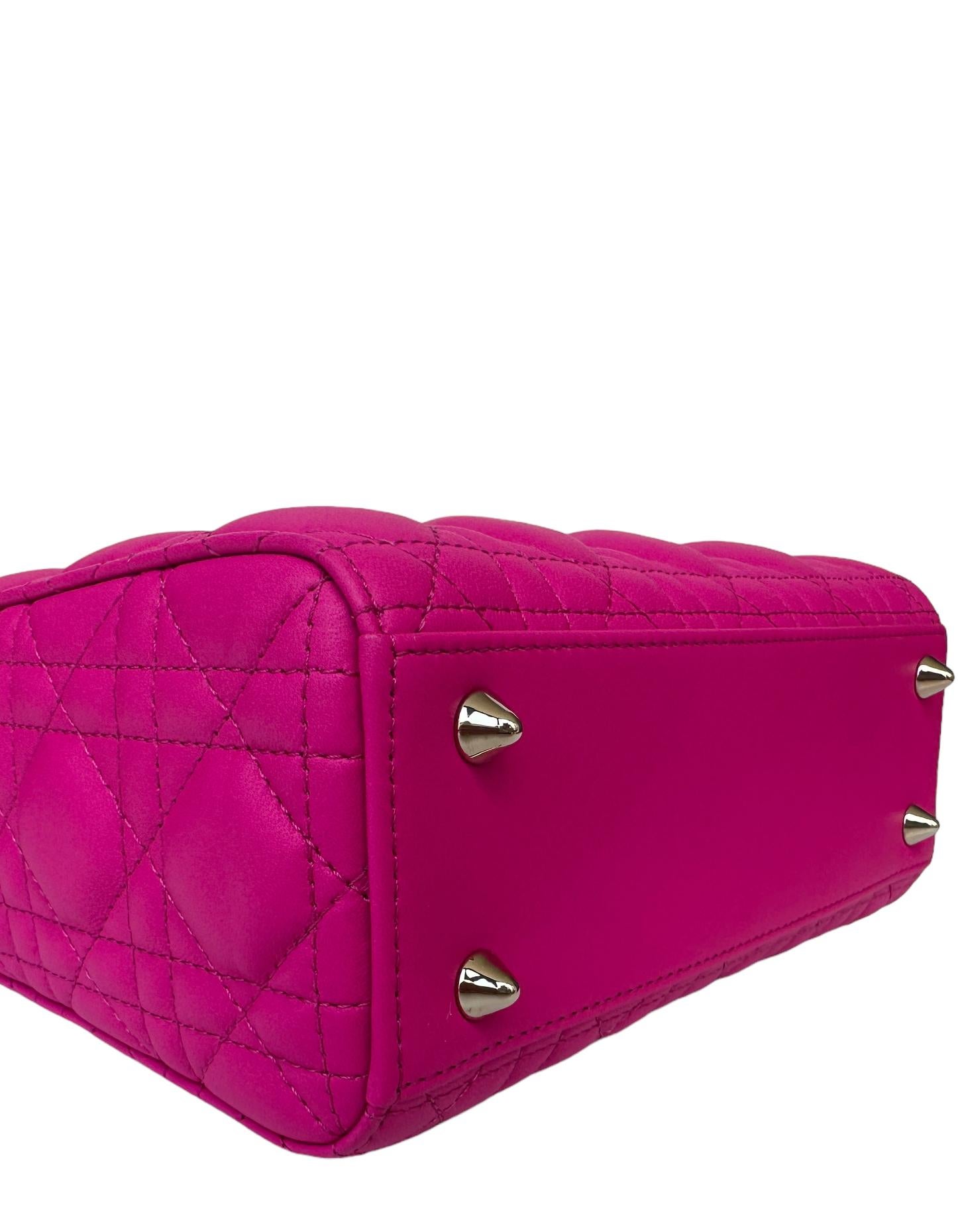 Christian Dior 2023 Rani Pink Leder Cannage Gesteppt Meine ABCDior Kleine Lady Dior Damen im Angebot