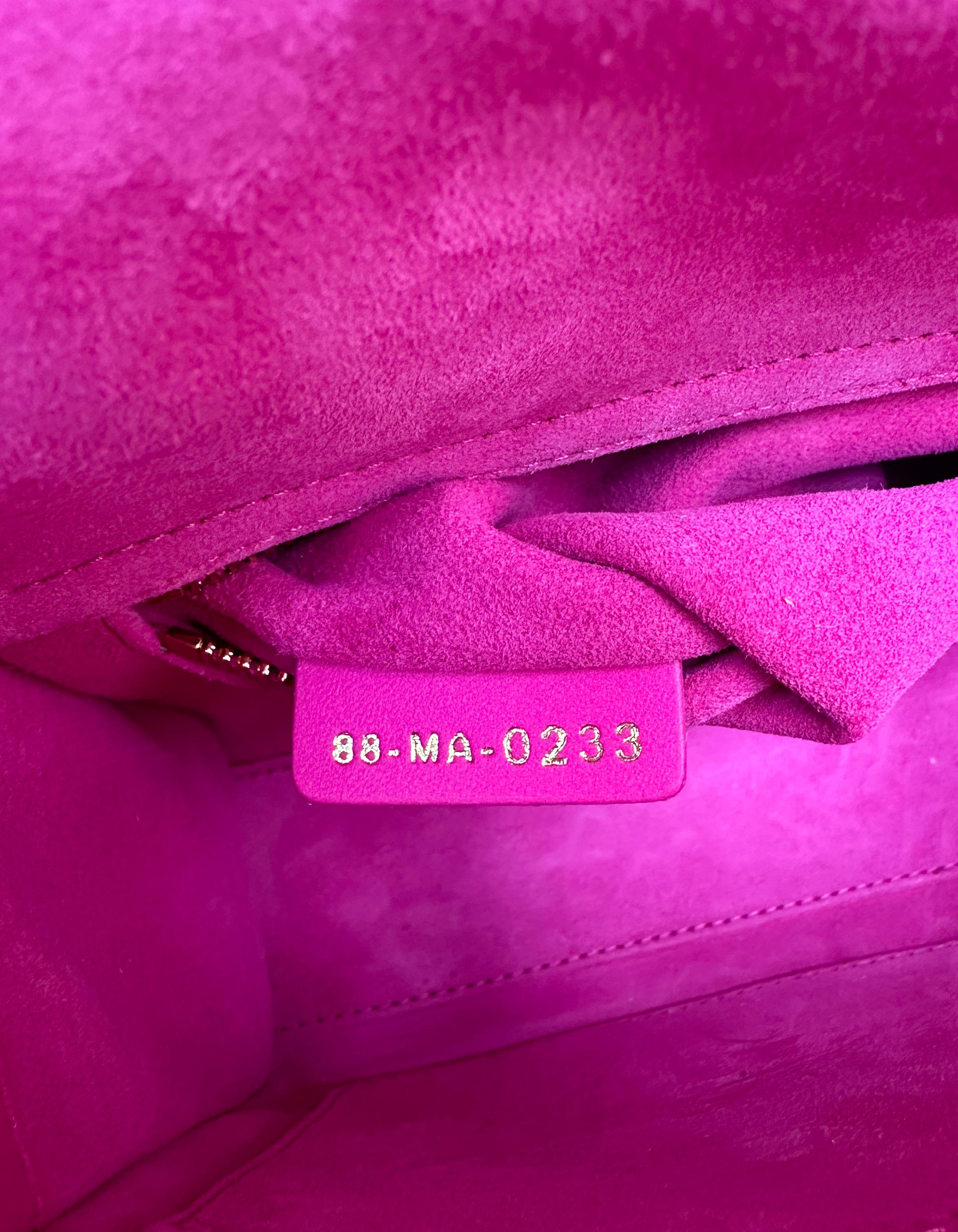Christian Dior Rani cannage en cuir rose matelassé My ABCDior Petit Lady Dior 2023 en vente 3