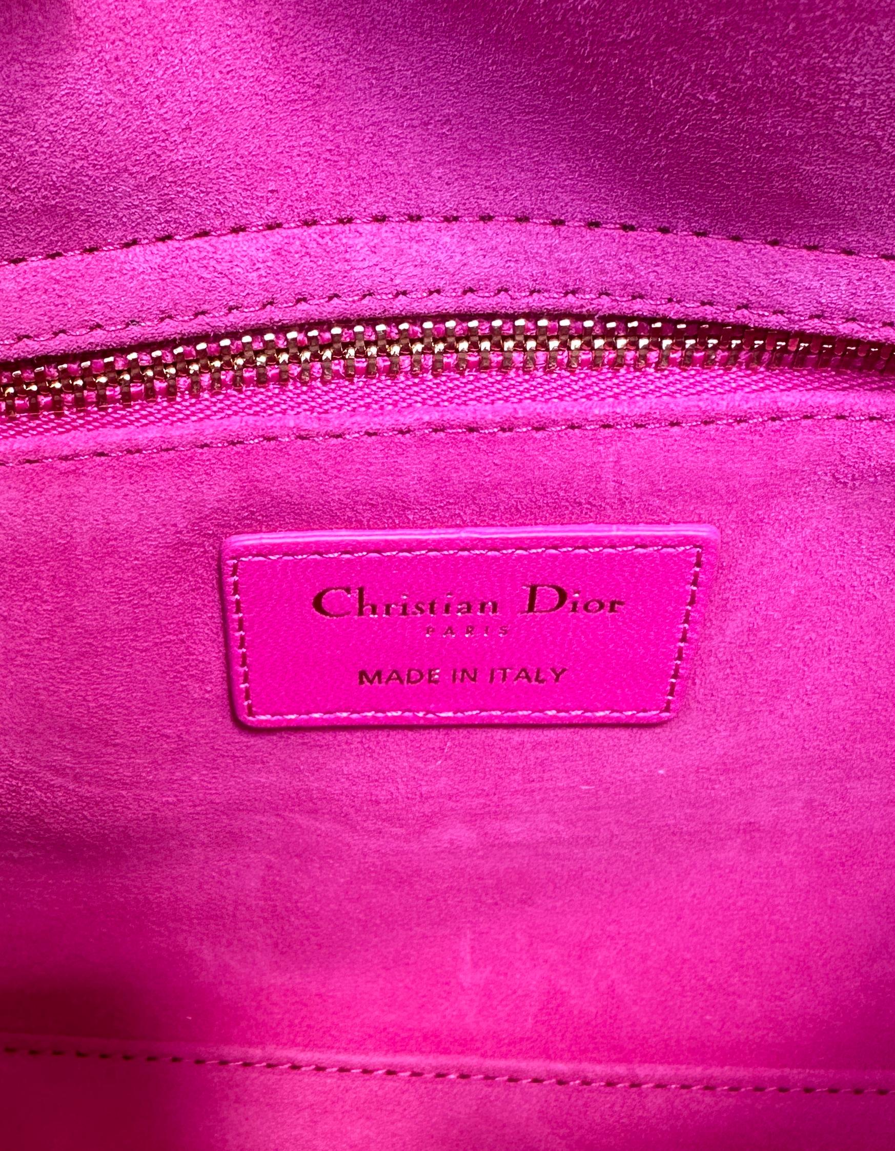 Christian Dior Rani cannage en cuir rose matelassé My ABCDior Petit Lady Dior 2023 en vente 4