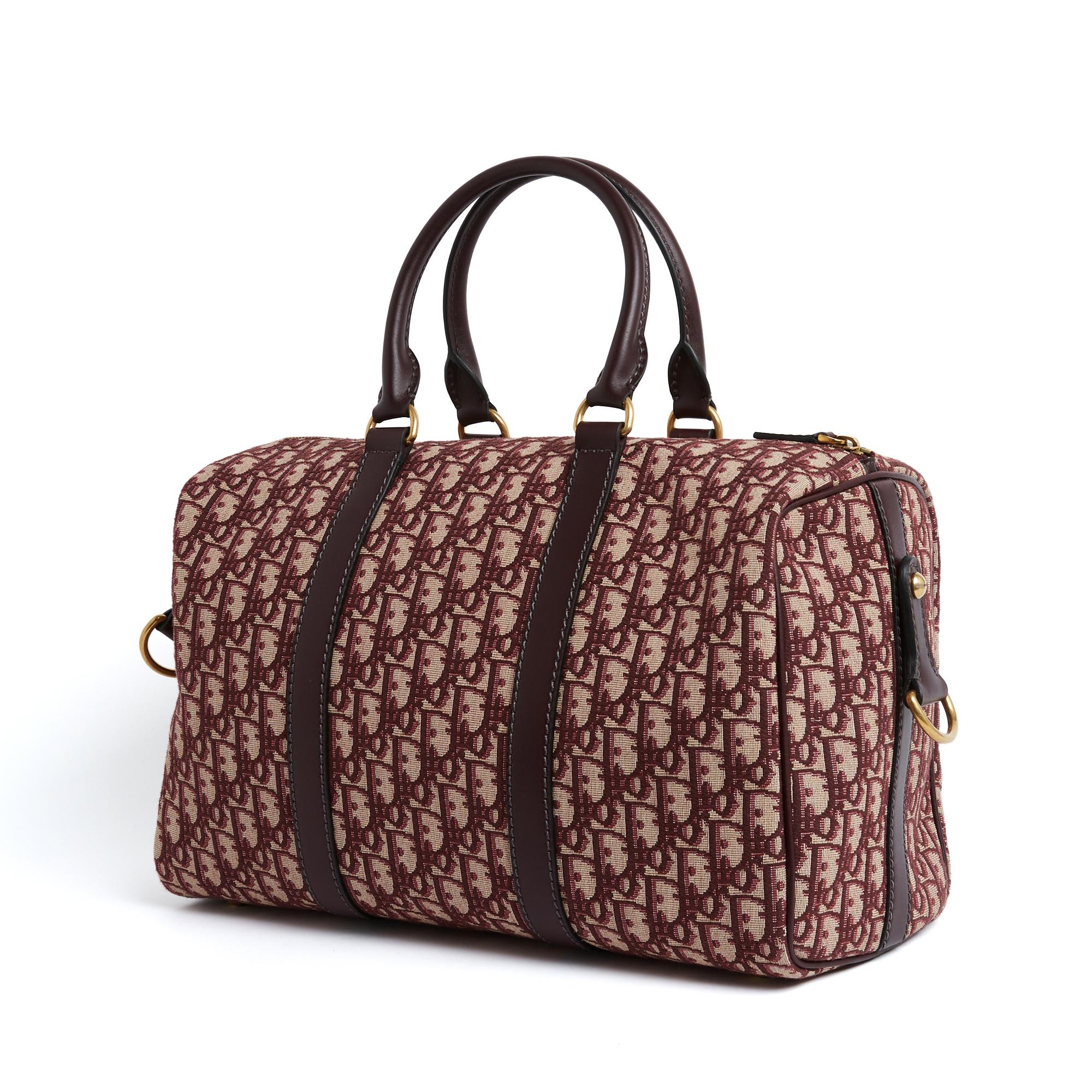 Black Christian Dior 2023 Sac Bowling Groove 40 Jacquard Oblique Burgundy Pristine For Sale