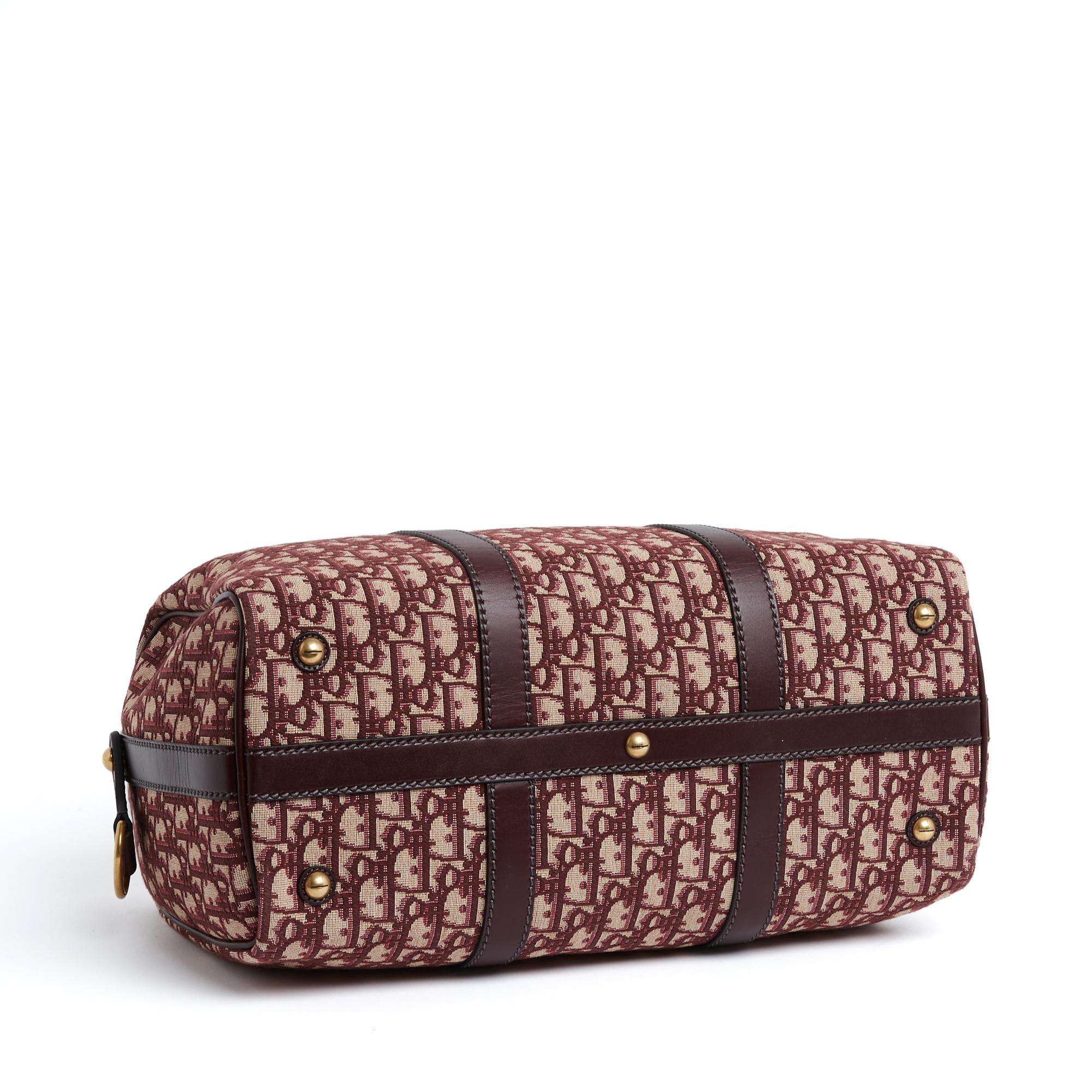 Women's or Men's Christian Dior 2023 Sac Bowling Groove 40 Jacquard Oblique Burgundy Pristine For Sale