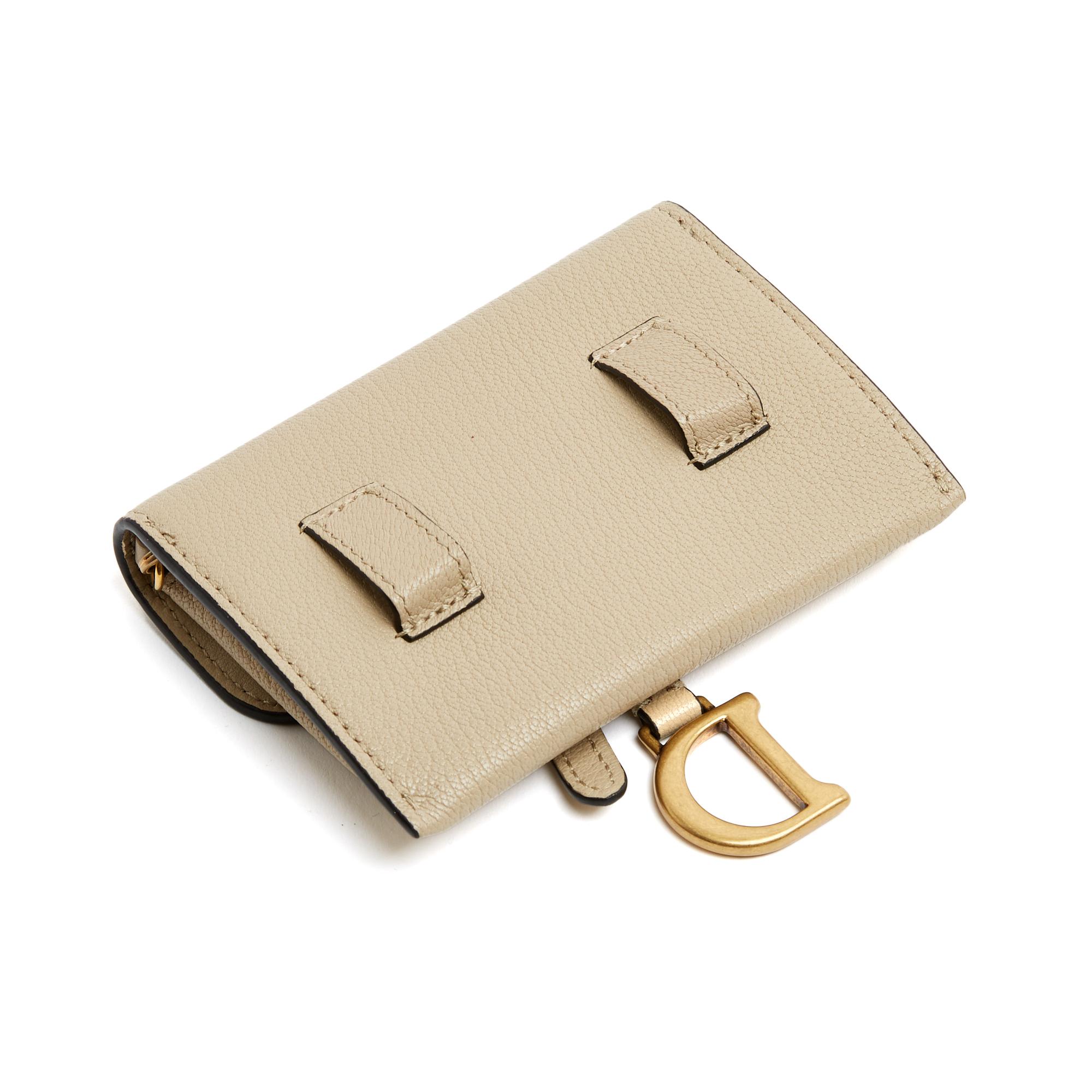Christian Dior 2023 Saddle Mini Pochette  Beige Leather Wallet on Chain or belt For Sale 2