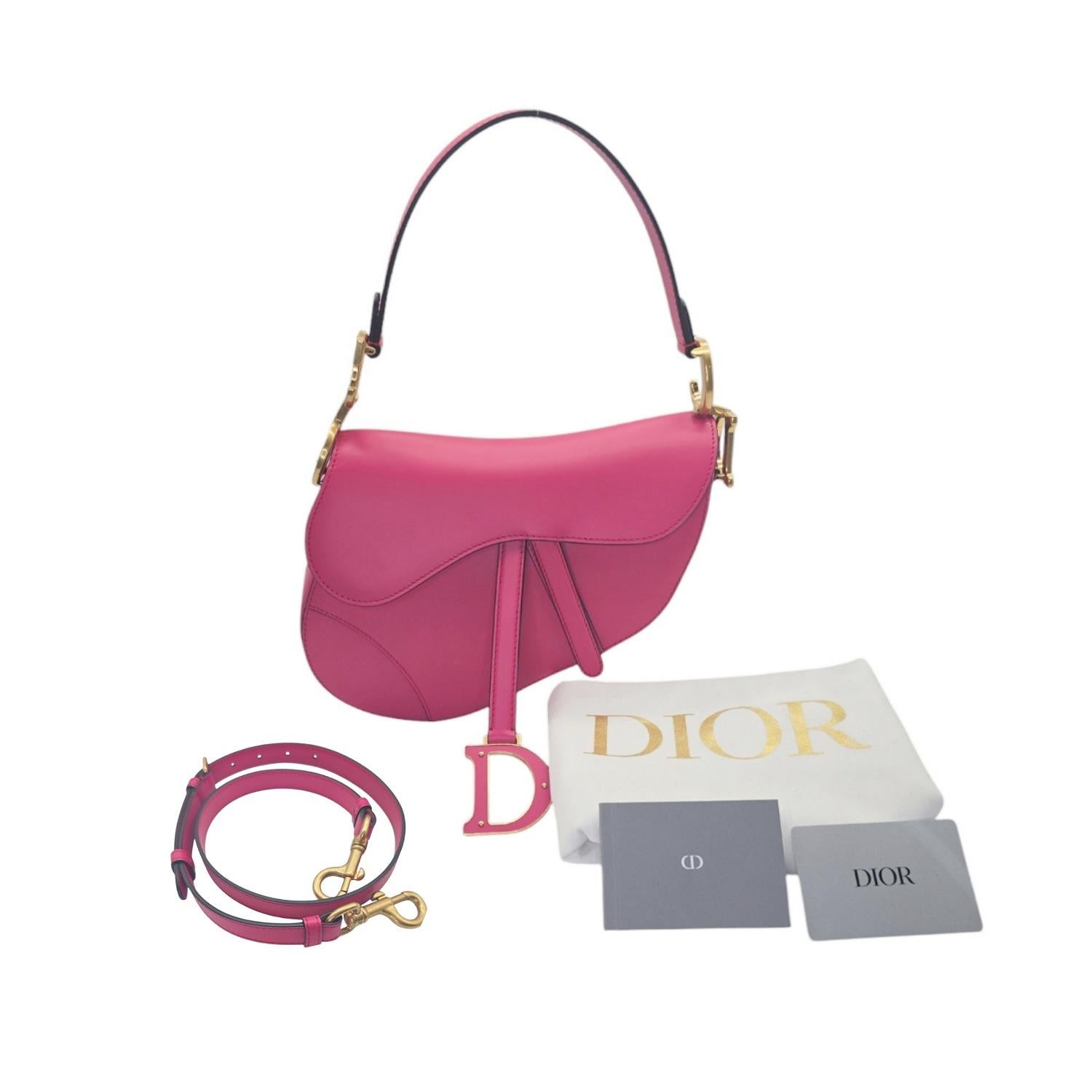 Christian Dior 2023 Ultra Matte Pink Calfskin Saddle Bag For Sale 6