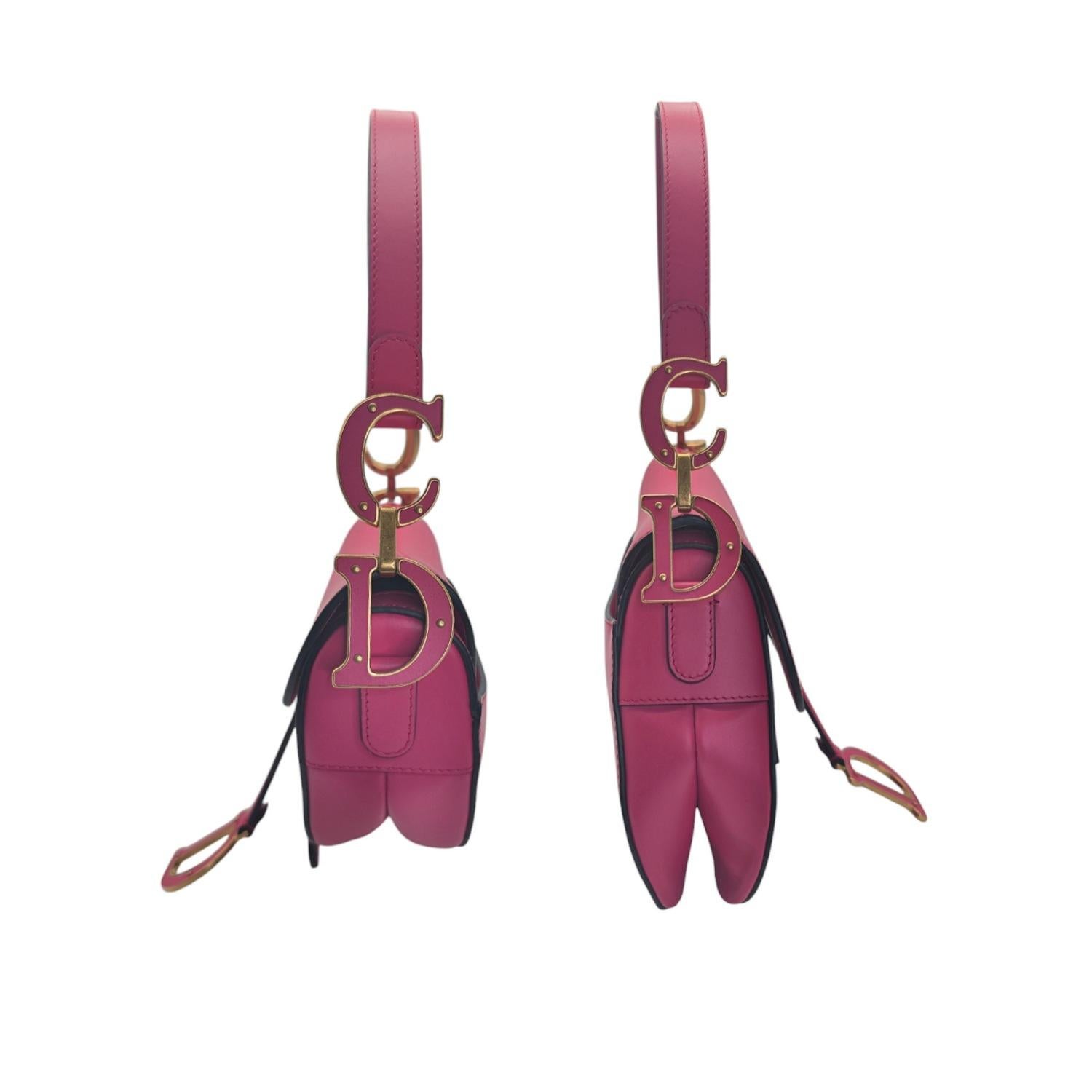 Women's Christian Dior 2023 Ultra Matte Pink Calfskin Saddle Bag For Sale